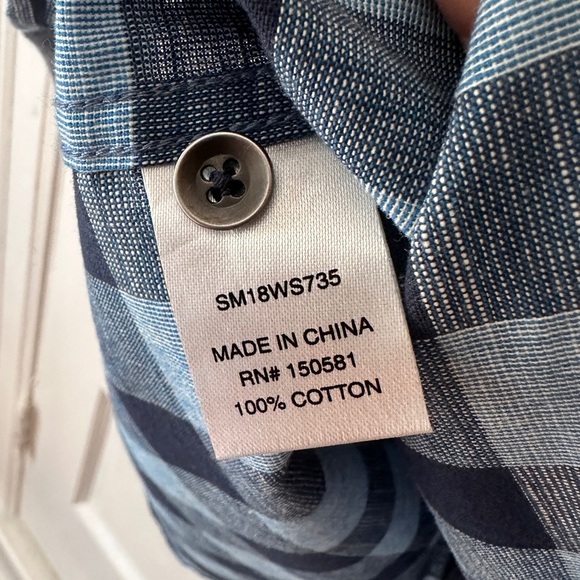 Flag & Anthem Men’s Short Sleeve Button Down Collared Shirt Blue Plaid Cotton Lg - Picture 5 of 14